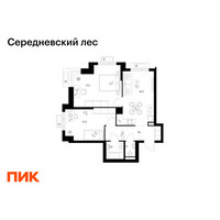 Планировка двухкомнатной(квартира) площадью 58.6 квадратных метров в “ЖК Середневский лес”