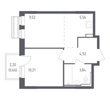Планировка однокомнатной(квартира) площадью 34.71 квадратных метров в “ЖК Рублевский Квартал”