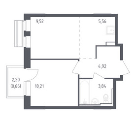 Планировка однокомнатной(квартира) площадью 34.71 квадратных метров в ЖК “ЖК Рублевский Квартал”