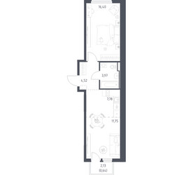 Планировка однокомнатной(квартира) площадью 45.06 квадратных метров в ЖК “ЖК Остафьево”
