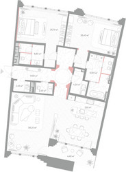Планировка двухкомнатной(квартира) площадью 167.9 квадратных метров в ЖК “ЖК Николь”