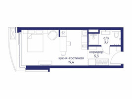 Планировка студии(квартира) площадью 28.42 квадратных метров в “ЖК Остров”