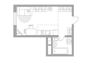 Планировка студии(квартира) площадью 24.08 квадратных метров в “ЖК Аникеевский”