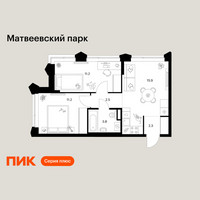 Планировка двухкомнатной(квартира) площадью 46.9 квадратных метров в “ЖК Матвеевский парк”