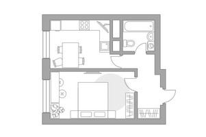 Планировка однокомнатной(квартира) площадью 32.8 квадратных метров в “ЖК Ильинойс”