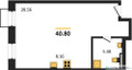 Планировка студии(квартира) площадью 40.8 квадратных метров в “ЖК Резиденции Архитекторов”