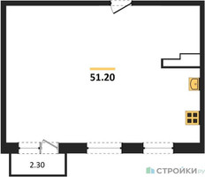 Планировка двухкомнатной(квартира) площадью 48.5 квадратных метров в “ЖК Легендарный квартал на Ботаническом саду”