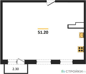 Планировка двухкомнатной(квартира) площадью 48.5 квадратных метров в ЖК “ЖК Легендарный квартал на Ботаническом саду”