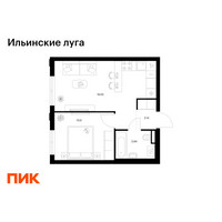Планировка однокомнатной(квартира) площадью 36.13 квадратных метров в “ЖК Ильинские луга”