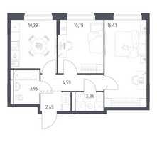 Планировка двухкомнатной(квартира) площадью 51.14 квадратных метров в “ЖК Богдановский Лес”