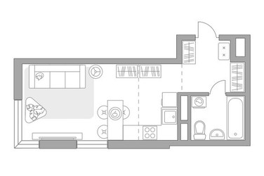 Планировка студии(квартира) площадью 28.81 квадратных метров в ЖК “ЖК Императорские Мытищи”
