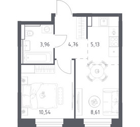 Планировка однокомнатной(квартира) площадью 33 квадратных метров в ЖК “ЖК Квартал Строгино”