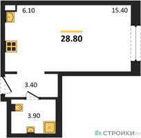 Планировка студии(квартира) площадью 28.8 квадратных метров в “ЖК "Коллекция"”