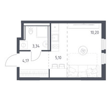 Планировка студии(квартира) площадью 22.81 квадратных метров в “ЖК Пригород Лесное”