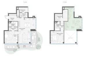 Планировка двухкомнатной(квартира) площадью 126 квадратных метров в “Клубный квартал "Фрунзенская набережная"”