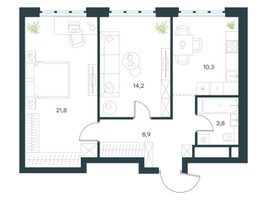 Планировка двухкомнатной(квартира) площадью 59 квадратных метров в “ЖК Level Южнопортовая”