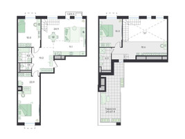 Планировка 4+ комнатной(квартира) площадью 141.6 квадратных метров в “ЖК G3 Театральный”