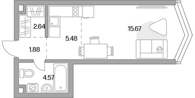 Планировка студии(квартира) площадью 30.24 квадратных метров в ЖК “ЖК MYPRIORITY Mnevniki (Май Приорити Мневники)”