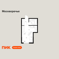 Планировка студии(квартира) площадью 23.8 квадратных метров в “ЖК Москворечье”