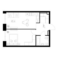 Планировка однокомнатной(квартира) площадью 41.3 квадратных метров в “Квартал Мит”