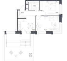 Планировка двухкомнатной(квартира) площадью 59.85 квадратных метров в “ЖК Верейская 41”