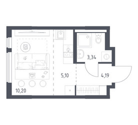 Планировка студии(квартира) площадью 22.83 квадратных метров в ЖК “ЖК Горки Парк”