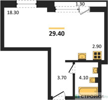 Планировка студии(квартира) площадью 29.4 квадратных метров в “ЖК Новая Щербинка”