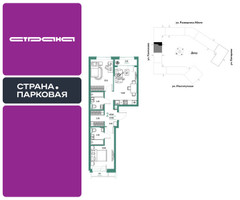 Планировка двухкомнатной(квартира) площадью 60.64 квадратных метров в “ЖК Страна.Парковая”