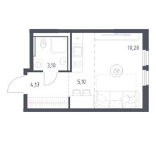 Планировка студии(квартира) площадью 22.57 квадратных метров в “ЖК Пригород Лесное”