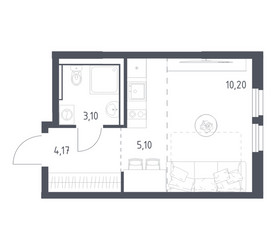 Планировка студии(квартира) площадью 22.57 квадратных метров в ЖК “ЖК Пригород Лесное”