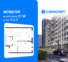 Планировка однокомнатной(квартира) площадью 39.6 квадратных метров в “ЖК Мытищи Парк”