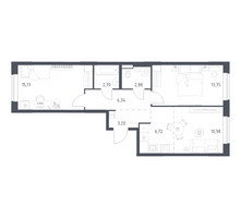 Планировка двухкомнатной(квартира) площадью 61.83 квадратных метров в “ЖК Новое Видное”