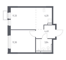 Планировка однокомнатной(квартира) площадью 36.5 квадратных метров в “ЖК Новое Видное”