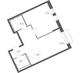 Планировка однокомнатной(квартира) площадью 46.2 квадратных метров в ЖК “ЖК Рублевский Квартал”