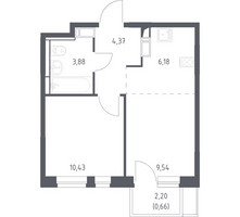 Планировка однокомнатной(квартира) площадью 35.06 квадратных метров в “ЖК Пятницкие луга”