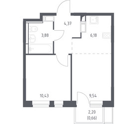 Планировка однокомнатной(квартира) площадью 35.06 квадратных метров в ЖК “ЖК Пятницкие луга”