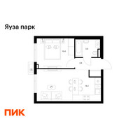 Планировка однокомнатной(квартира) площадью 36.1 квадратных метров в “ЖК Яуза Парк (Мытищи)”