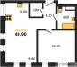 Планировка однокомнатной(квартира) площадью 40.9 квадратных метров в “ЖК Квартал на воде (Графика на воде)”