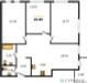 Планировка трехкомнатной(квартира) площадью 86.8 квадратных метров в “ЖК Twin House (Твин Хаус)”
