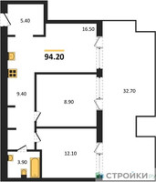 Планировка двухкомнатной(квартира) площадью 94.2 квадратных метров в “ЖК Квартал Издание”