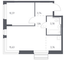 Планировка однокомнатной(квартира) площадью 39.12 квадратных метров в “ЖК Рублевский Квартал”