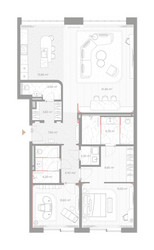 Планировка двухкомнатной(квартира) площадью 133.8 квадратных метров в ЖК “ЖК Николь”