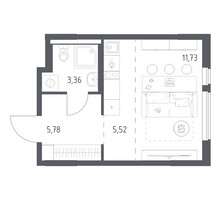 Планировка студии(квартира) площадью 26.39 квадратных метров в “ЖК Горки Парк”