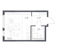 Планировка студии(квартира) площадью 22.58 квадратных метров в “ЖК Пригород Лесное”