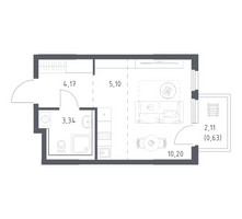 Планировка студии(квартира) площадью 23.44 квадратных метров в “ЖК Пригород Лесное”