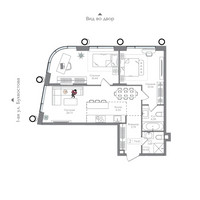 Планировка двухкомнатной(квартира) площадью 74.83 квадратных метров в “ЖК Преображенская Площадь”
