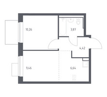 Планировка однокомнатной(квартира) площадью 34.65 квадратных метров в “ЖК Молжаниново”