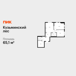 Планировка двухкомнатной(квартира) площадью 65.1 квадратных метров в ЖК “ЖК Кузьминский лес”