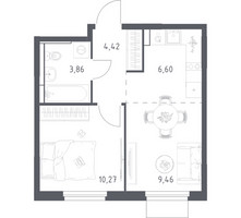 Планировка однокомнатной(квартира) площадью 34.61 квадратных метров в “ЖК Мытищи Парк”
