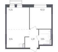Планировка однокомнатной(квартира) площадью 38.46 квадратных метров в “ЖК Рублевский Квартал”